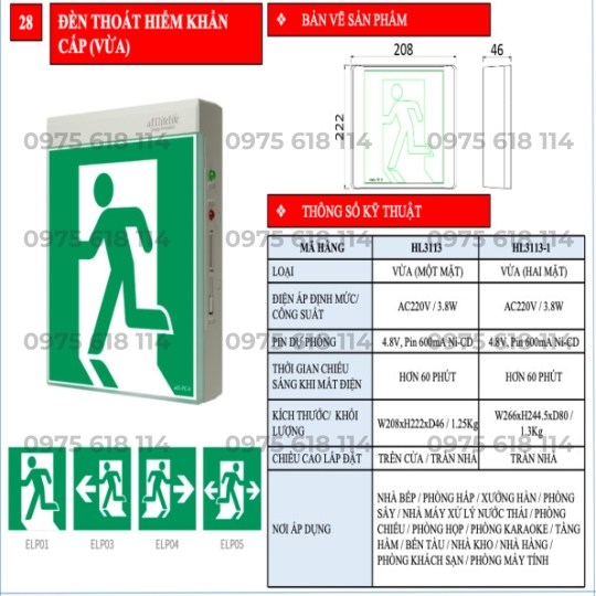 Đèn Exit Hàn Quốc